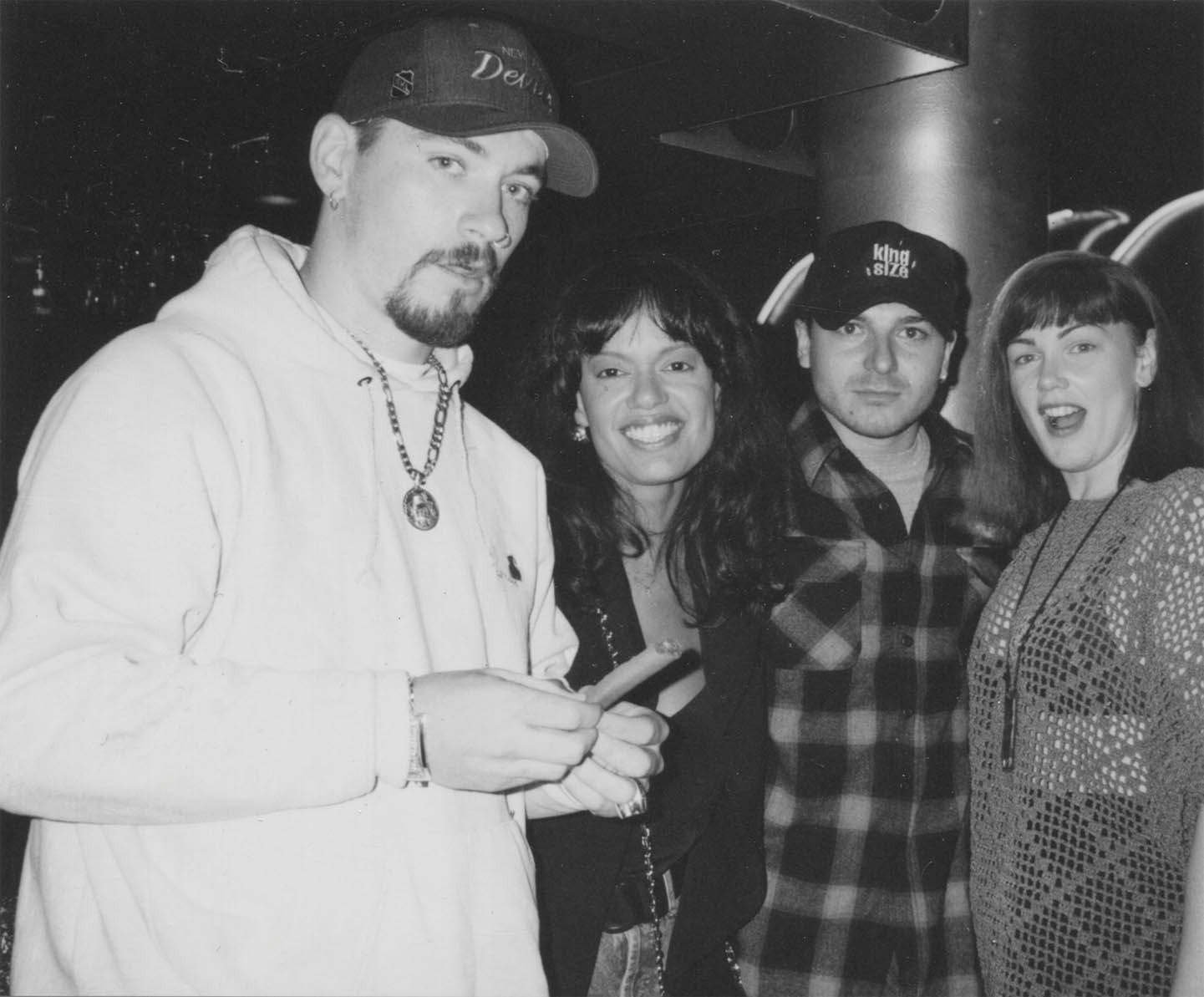 House of Pain and Tracey Jordan (MTV) with Monica, 1992. Photo courtesy of Monica Lynch.